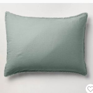 Set of 2 Casaluna Linen Blend Shams in Sage Green